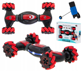 Dwustronny samochód zdalnie sterowany Akrobata Dancing Stunt 360 dla dzieci czerwony