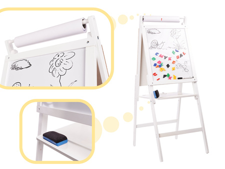 Dwustronna tablica kredowa + magnetyczna biała + akcesoria