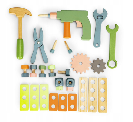 Drewniane narzędzia dla dzieci Warsztat majsterkowicza w skrzynce Zestaw Ecotoys TL80014