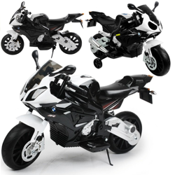 Motocykl elektryczny dla dzieci motor BMW S1000RR ze światłami LED czarno-biały