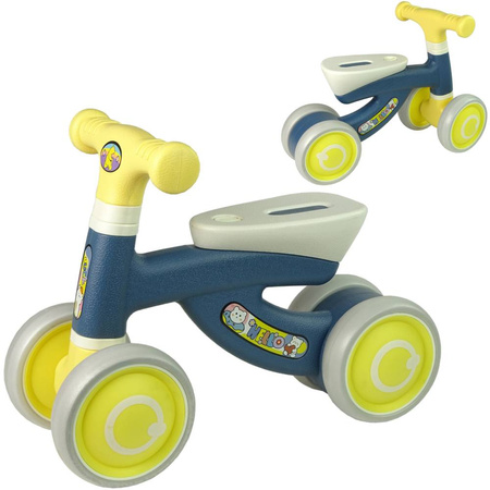 Rowerek biegowy dla dzieci wygodny podwójne koła żółto-niebieski