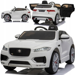 Biały samochód elektryczny dla dzieci Jaguar F- Pace Auto na akumulator ze światłami LED