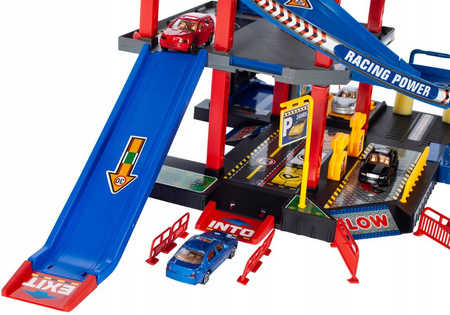 Duży parking Tor samochodowy dla dzieci Garaż z myjnią i stacją benzynową 4 samochody i helikopter