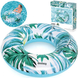 Dmuchane koło do pływania niebieskie w palmy Bestway 119 cm
