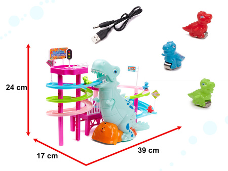 Tor samochodowy dinozaur dla dzieci Wyścig dinozaurów Interaktywna zabawka dla dzieci