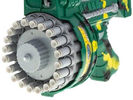 Duży karabin bębenkowy Wyrzutnia na naboje Pistolet na strzałki BLASTER dla dzieci 40 nabojów zielony