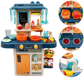 Kuchnia dla dzieci z lodówką, płytą gazową i akcesoriami Zlewozmywak Szara