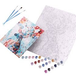 Malowanie po numerach - Kwiecisty Jeleń - obraz 40x50cm