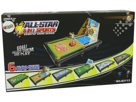 Zestaw gier zręcznościowych sportowych dla dzieci 6 gier kręgle bilard koszykówka