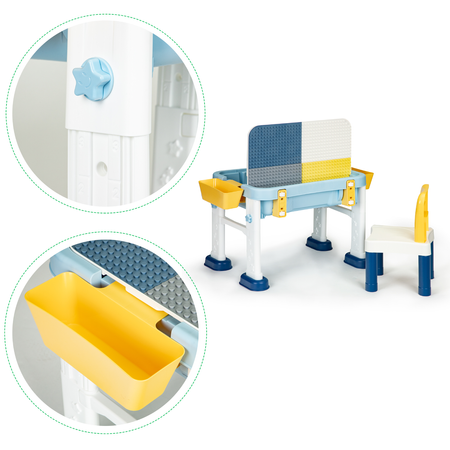Stolik stoliczek do zabawy z krzesełkiem i tablicą dla dzieci 6w1 Zestaw edukacyjny HC493113