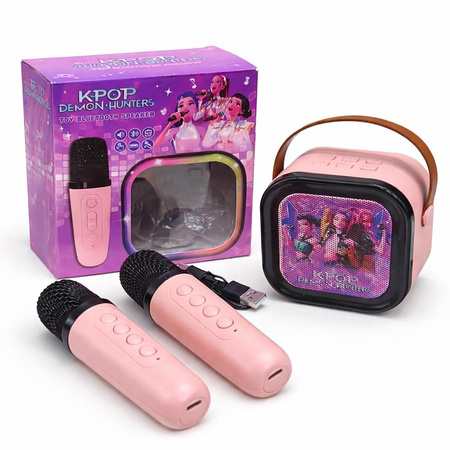 Zestaw karaoke dla dzieci głośnik mikrofony Huntrix K-popowe Łowczynie Demonów