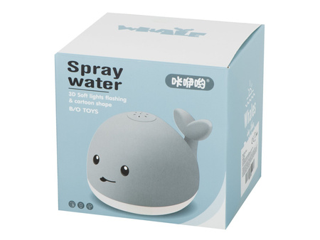 Szary wieloryb do kąpieli tryskający wodą +LED