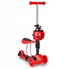 Hulajnoga z siedziskiem dla dzieci trójkołowa jeździk 3 koła kauczuk LED Ecotoys YM-SC-6 RED