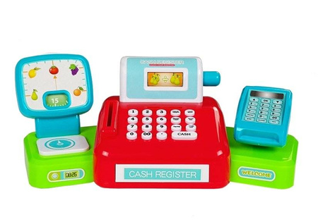 Zestaw Kasa fiskalna Koszyk sklepowy Wózek na zakupy dla dzieci Akcesoria