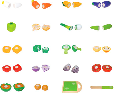 Drewniane jedzenie do krojenia owoce warzywa zestaw kuchnia 20 sztuk Ecotoys TL87113 