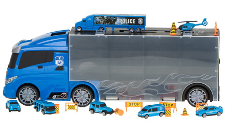 Duża ciężarówka Transporter Garaż dla samochodów z zestawem autek Policja dla dzieci
