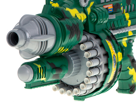 Duży karabin bębenkowy Wyrzutnia na naboje Pistolet na strzałki BLASTER dla dzieci 40 nabojów zielony