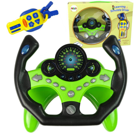 Interaktywna zabawkowa kierownica symulator jazdy dla dzieci zielona kluczyki dźwięk światło
