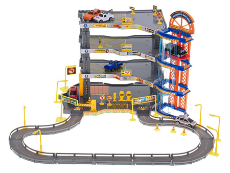 Duży zestaw Parking Garaż 4 poziomowy z windą, myjnią i stacją benzynową 6 samochodów 