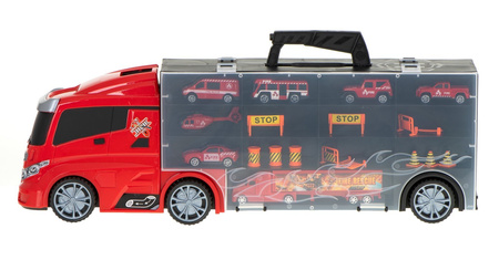 Duża ciężarówka Transporter Garaż dla samochodów z zestawem autek Straż Pożarna dla dzieci