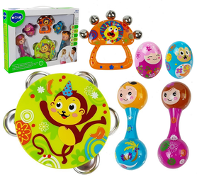 Zestaw instrumentów dla dzieci Tamburyn Grzechotki Zestaw muzyczny