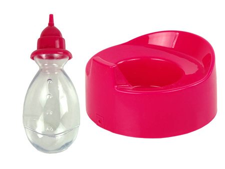 Lalka bobas w piżamce z akcesoriami dla dzieci butelka nocnik ciemnoróżowa 24 cm