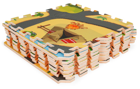 Mata edukacyjna puzzle piankowe dla dzieci safari dywanik  do pokoju dziecka 93x93 cm