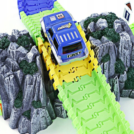 Tor samochodowy wyścigowy dla dzieci Autka Flexile Track 240 elementów