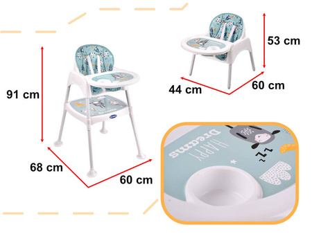 Krzesełko do karmienia + stolik 3w1 zielony