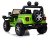 Samochód na akumulator zielony Jeep Wrangler Rubicon elektryczny Auto dla dzieci 2 silniki 45W światła LED