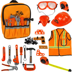 Zestaw małego majsterkowicza plecak kask kamizelka narzędzia dla dzieci 40 el