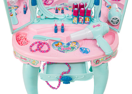 Toaletka dla dziewczynek z dźwiękiem i światłem, akcesoriami i lusterkiem