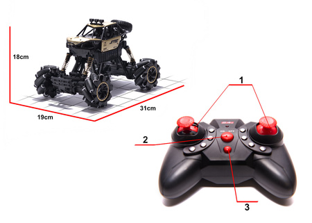 Duży samochód terenowy Zdalnie sterowany RC Auto Drift Rock Crawler 1:14 obrót o 360 stopni złoty