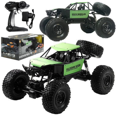 Duży samochód zdalnie sterowany dla dzieci RC Auto Monster Truck zielony