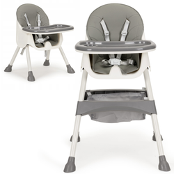 Krzesełko do karmienia dzieci fotelik 2w1 z tacką szary Ecotoys HC-823 GRAY