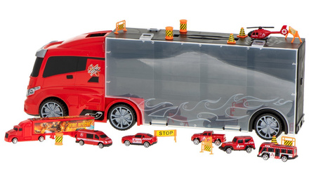 Duża ciężarówka Transporter Garaż dla samochodów z zestawem autek Straż Pożarna dla dzieci