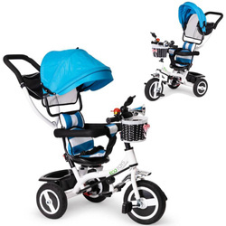 Rower rowerek trójkołowy wózek z daszkiem dla dzieci niebieski Ecotoys