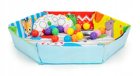 Wielofunkcyjna duża mata edukacyjna dla dzieci Kojec z piłkami Zwierzęta 3w1