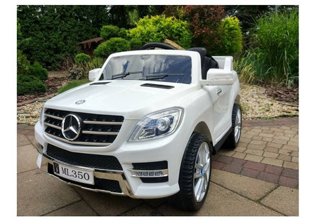 Auto na akumulator Mercedes ML350 biały elektryczny dla dzieci światła LED