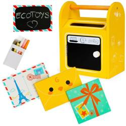 Drewniana skrzynka pocztowa na listy dla dzieci tablica kredowa Ecotoys