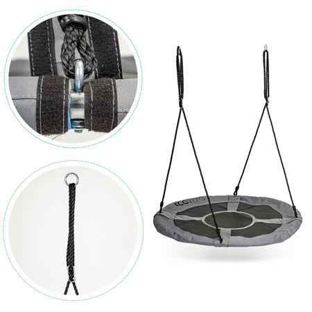 Huśtawka ogrodowa dla dzieci bocianie gniazdo Ecotoys szara 110 cm BOC110 GRAY