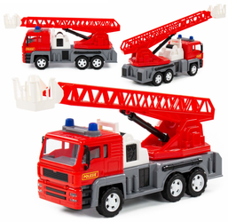 Duży wóz strażacki z dźwigiem dla dzieci Wader - Polesie Samochód 86723