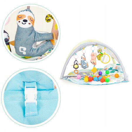 Interaktywna duża mata edukacyjna dla dzieci z piłkami Zwierzątka 5 zawieszek