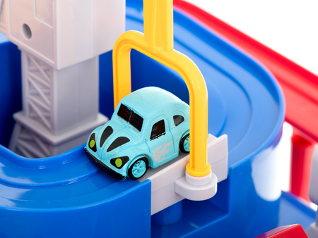 Interaktywny tor samochodowy z przeszkodami dla dzieci 4 samochody Wyścigi pojazdów Parking dla pojazdów