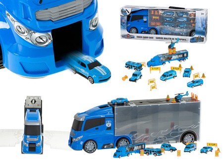 Duża ciężarówka Transporter Garaż dla samochodów z zestawem autek Policja dla dzieci