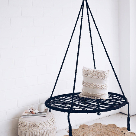 Wiszący fotel Bocianie gniazdo Krzesło ogrodowe czarne Modernhome GW-908 BLACK