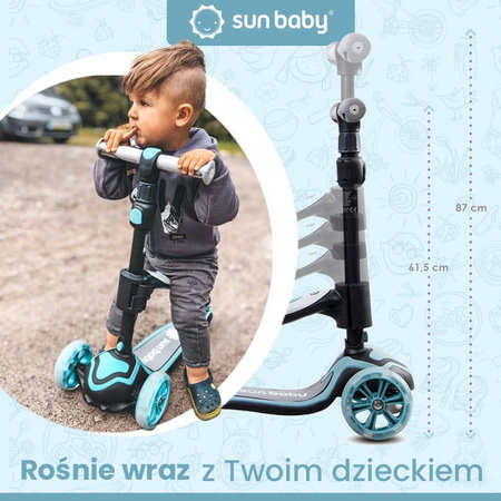 Hulajnoga balansowa trójkołowa dla dzieci Sun Baby niebieska Flash koła LED