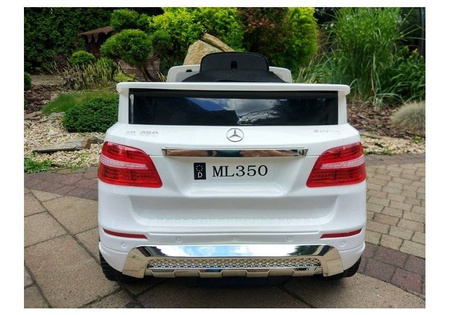 Auto na akumulator Mercedes ML350 biały elektryczny dla dzieci światła LED