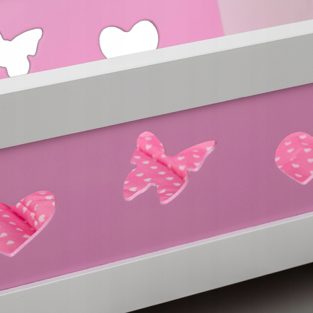 Drewniana kołyska łóżeczko dla lalek bujaczek różowy Ecotoys TB051