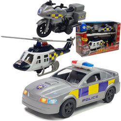 Zestaw pojazdów dla dzieci Samochody specjalne Policja Helikopter Motor
